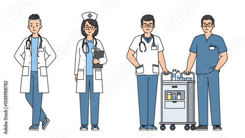 Healthcare Professionals Team Illustration: Doctors, Nurses & Medical Staff