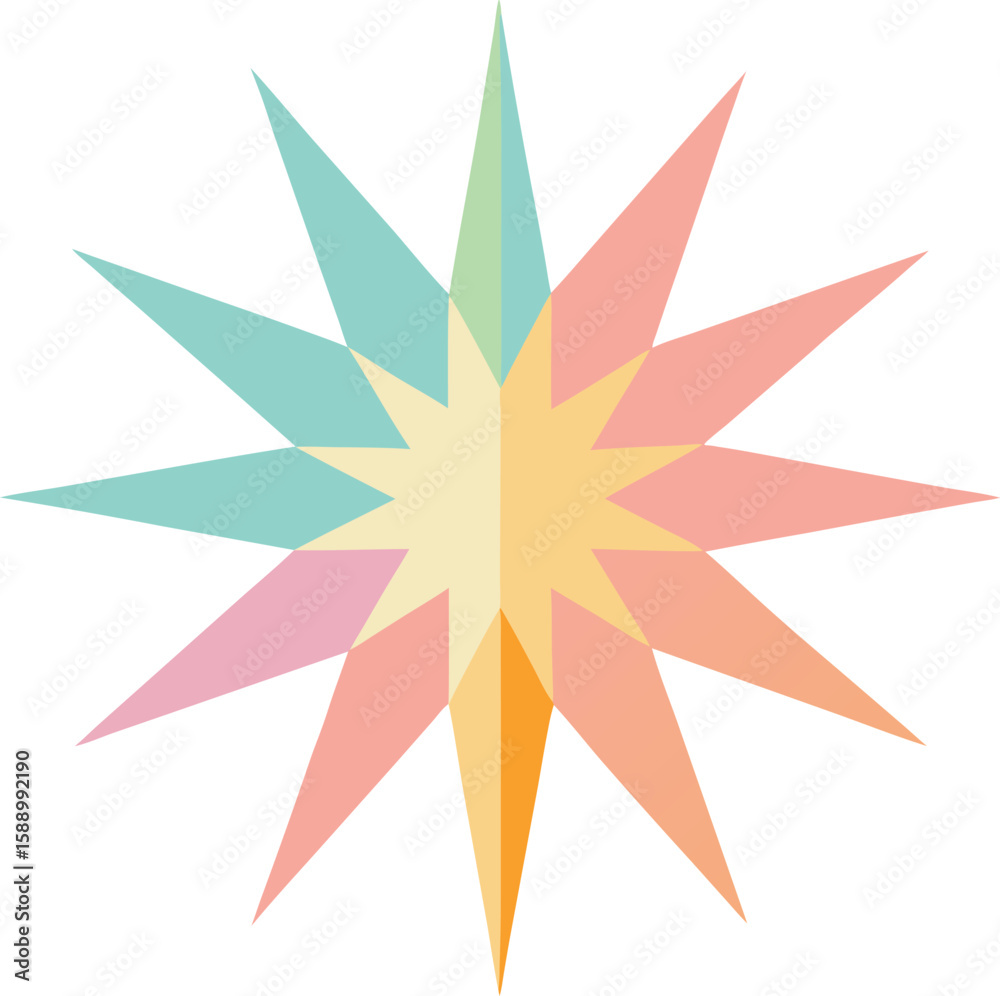 flat vector minimalist starburst shape in pastel flat vector minimalist starburst shape in pastel