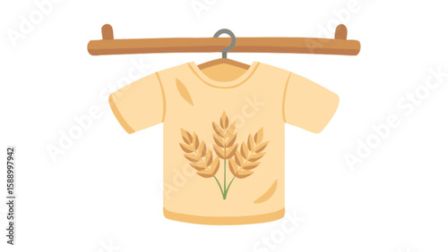 Organic cotton t shirt wheat design sustainable fashion apparel eco friendly clothing casual wear style