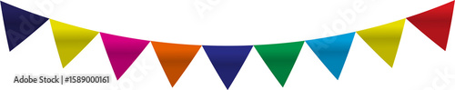 Free Download Colorful triangular bunting flags strung together in a festive curve isolated on transparent background - GFXLoad