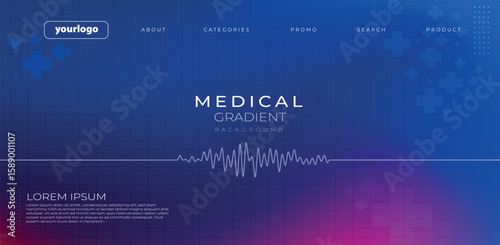 Modern medical background with waveform graphic and cross elements ideal for health presentations