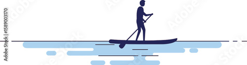 Serene Paddleboarder Minimalist Vector Graphic