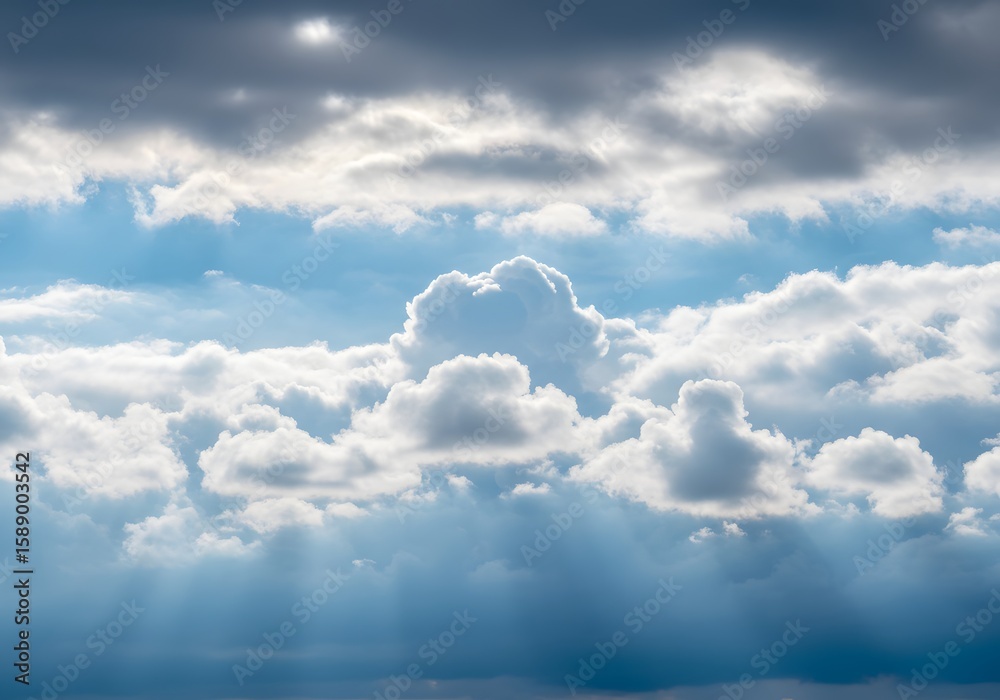 Obraz premium Dramatic Sky Cumulus Clouds, Blue Sky, Sunlight and Weather Background. Photography of Cloudscape.