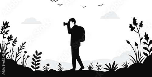 Silhouette Photographer Nature Landscape Minimalist Design