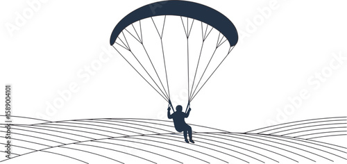 Serene Paraglider Soaring Over Rolling Hills