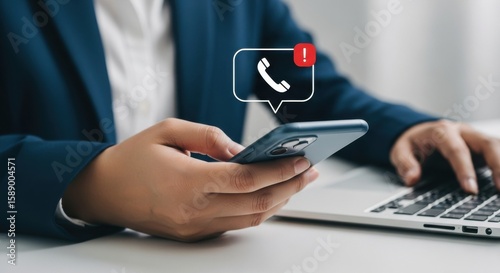 Person Holding Smartphone with Missed Call Notification Representing Communication Issues or Urgent Contact Attempts in Modern Business