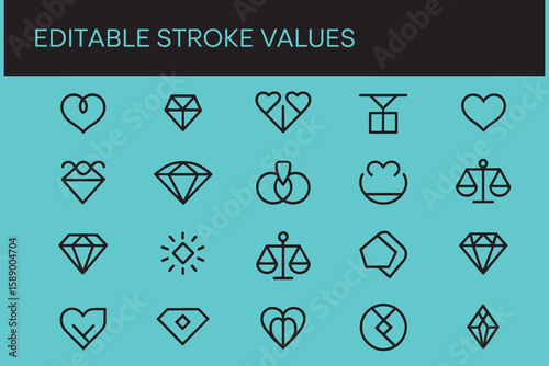 Core Values Line Icon Set. Trust, Integrity, Honesty, Responsibility, Quality.