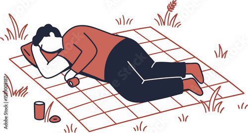 Relaxing Man Picnic Blanket Outdoor Rest