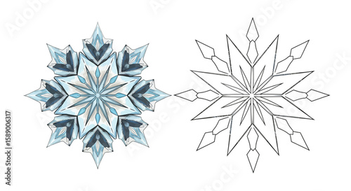 Authentic Inuit Circular Mandala Coloring Page in Full Color and Detailed Line Art Style