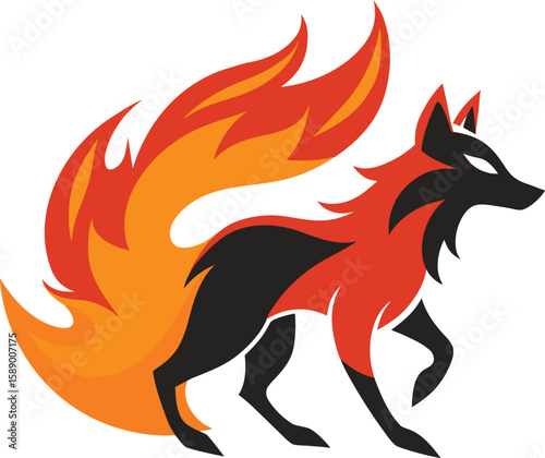 Wallpaper Mural Abstract Flaming Wolf Silhouette with Fire-Inspired Motion Torontodigital.ca
