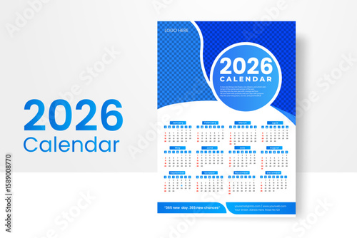 Minimal Calendar Design , For Your Business , Calendar Design 2026., Blue Calendar Design