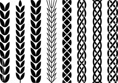 Black wheat stalks and intricate braided patterns grain cereal