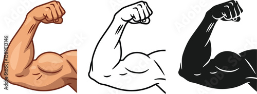 Arm muscle strength vector illustration of strong biceps for fitness and bodybuilding workout concept vector