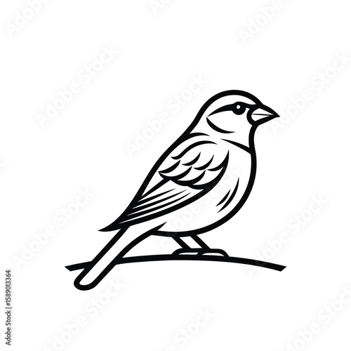 Minimal Line Art Sparrow – Clean Vector
