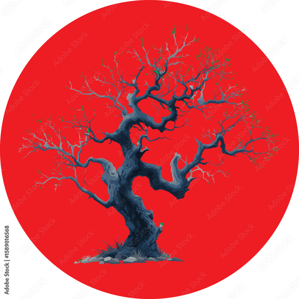 Fototapeta premium Halloween vector illustration with a spooky tree.