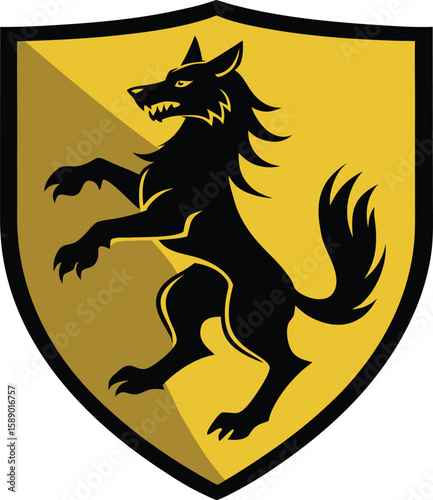 Heraldic Wolf Silhouette in Traditional Medieval Emblem