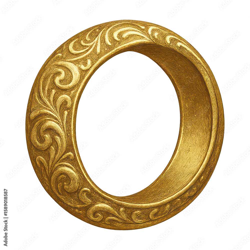 Obraz premium PNG Elegant gold ornate letter