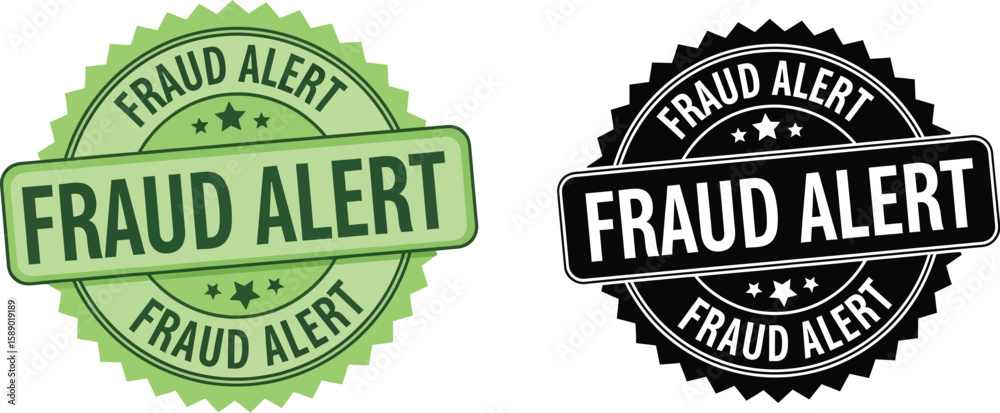 Fototapeta premium Fraud alert stamp vector graphic for online security and scam protection with fraud prevention tips vector