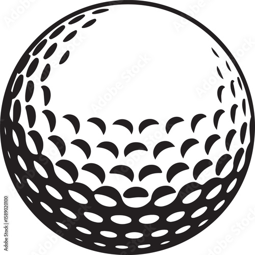 Golf Ball Icon on Black and White Vector Backgrounds