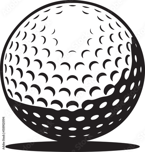Golf Ball Icon on Black and White Vector Backgrounds