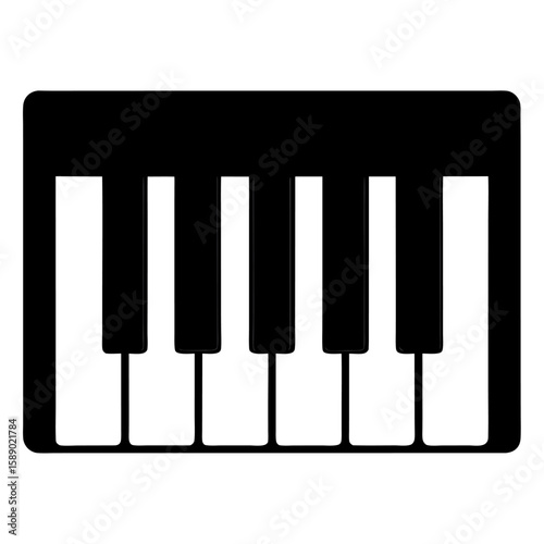 Black silhouette of a musical keyboard octave isolated on white background