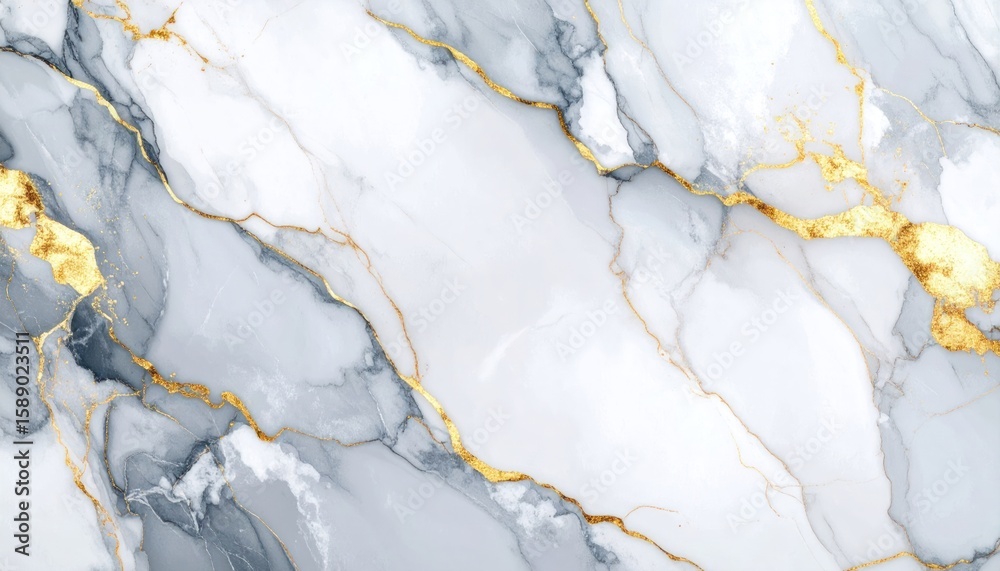 Naklejka premium Elegant White Marble Texture With Golden Veins and Luxurious Background