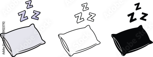 Find the best pillow for sleeping well and good night rest with comfortable bed pillow and sleep zzz icon vector
