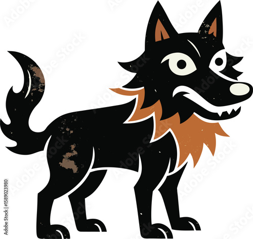 Vintage Distressed Wolf Silhouette in Retro Grunge Style