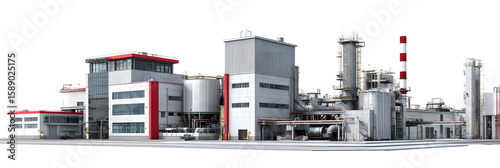 Modern industrial facility showcasing advanced manufacturing processes with equipment and structures