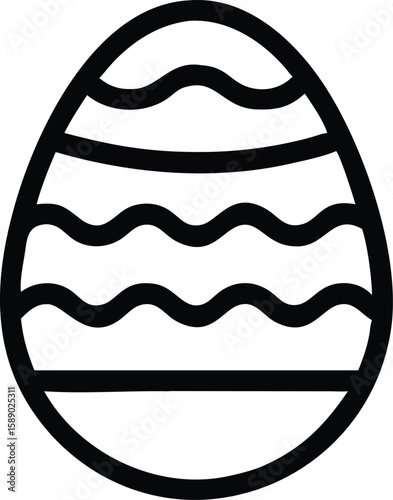 Black silhouette easter egg with wave pattern for easter decorations and designs