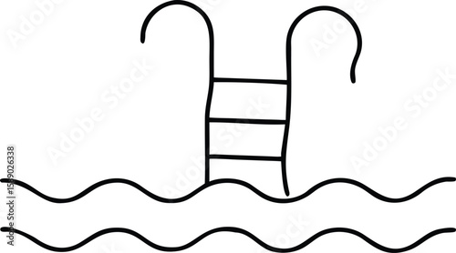 Silhouette of a swimming pool with ladder design representing recreation and summer