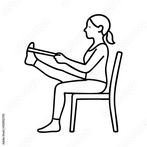 Chair yoga leg stretch with strap for flexibility and hamstring release