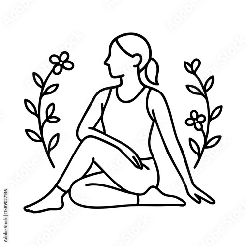 Outdoor seated yoga twist pose for spine flexibility and calm energy