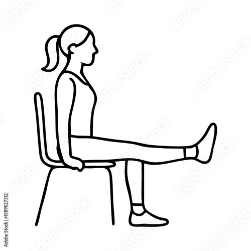 Seated chair yoga leg extension pose for posture and leg toning