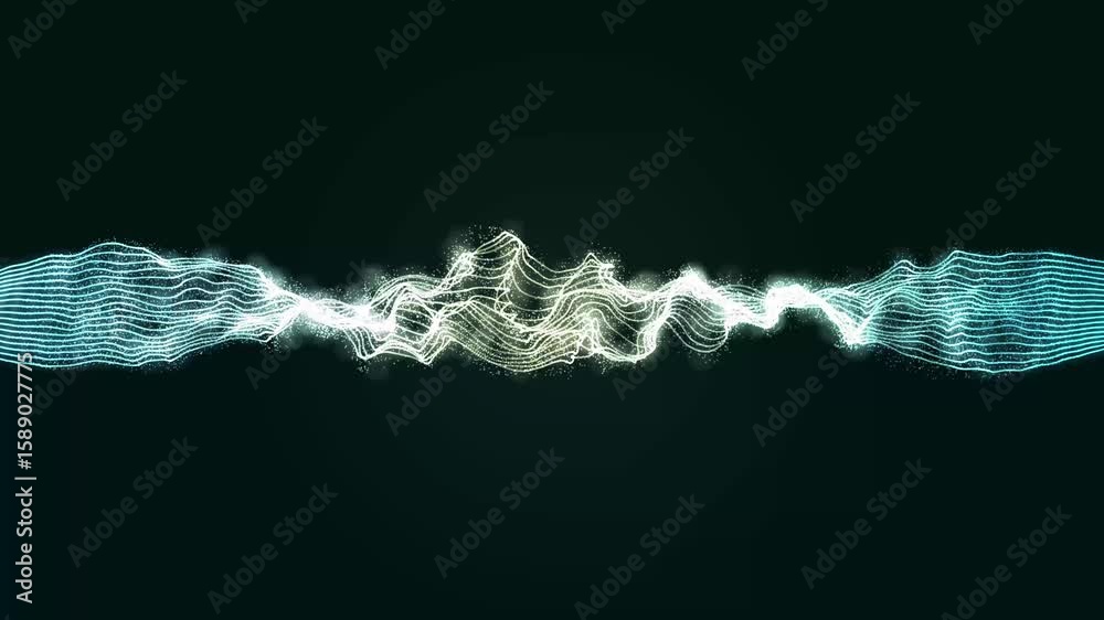 Abstract wavy lines infinite loop with particles dust. Abstract multicolor wave line background. Futuristic motion background