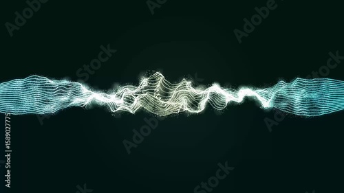 Abstract wavy lines infinite loop with particles dust. Abstract multicolor wave line background. Futuristic motion background