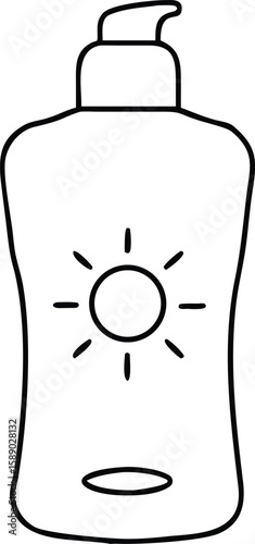 Black silhouette of a sunscreen bottle representing summer protection against sun damage
