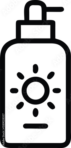 Black sunscreen bottle silhouette design illustrating sun protection and summer safety