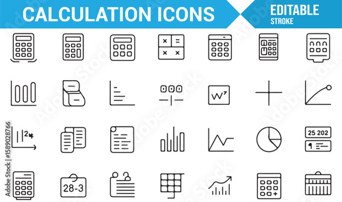 A set of business and financial calculation icons, perfect for digital applications and websites.