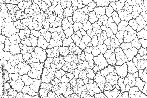 Dry ground vector texture with cracked soil effect and distressed surface. Vector cracked clay background for poster overlays, print designs.