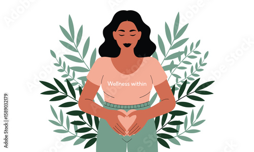 Women's Inner Wellness: Holistic Self-Care, Gut Health, and Reproductive Well-being Illustration