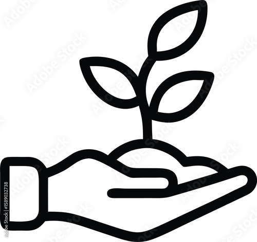 Hand holding a growing sprout silhouette design symbolizing nature and growth