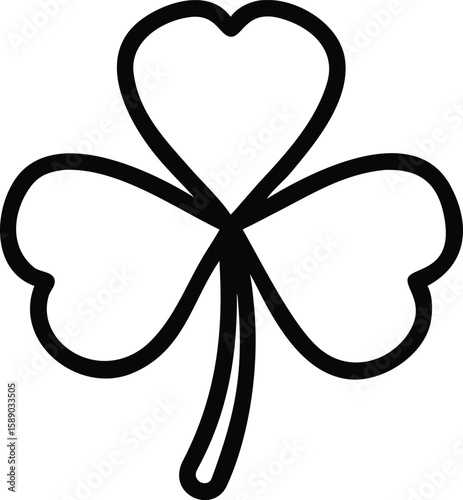 Black silhouette design of a shamrock clover for saint patricks day decorations