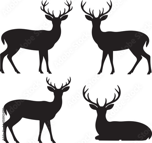 Elegant Deer Silhouettes A Collection of Four Majestic Images