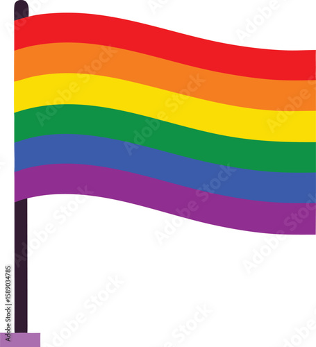 Vector illustration of the pride flag with a waving effect symbolic of equality