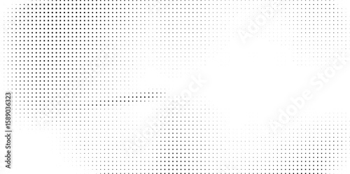 Halftone faded gradient texture. Grunge halftone grit background. White and black sand noise wallpaper. Retro pixilated vector backdrop