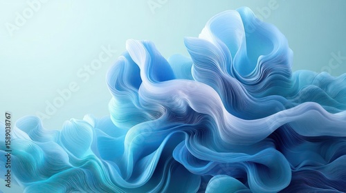 Abstract blue wave form, flowing lines, elegant design.