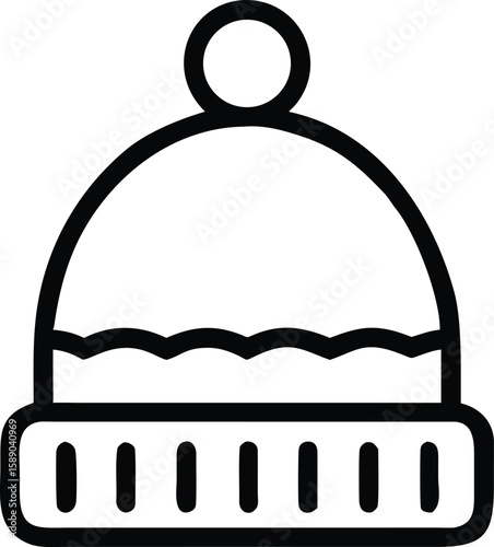 Black winter hat silhouette design with transparency for seasonal apparel or decor
