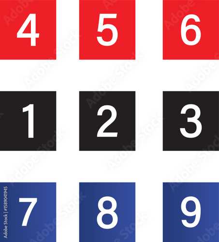numbers colorful icons. black numbers icons illustration, line and symbol cons, symbol sign for apps Vector, 
