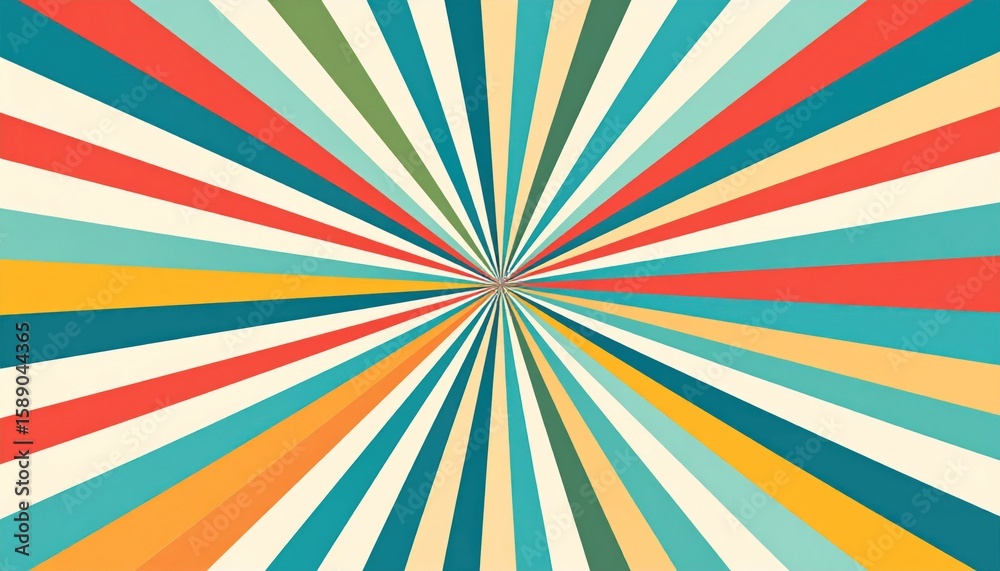 Fototapeta premium Geometric Radial Burst Background with Retro Color Tones and Textured Effect